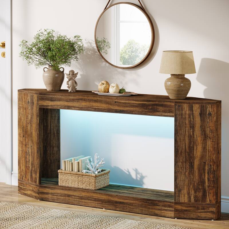 Light Console Table, Entryway Hallway Foyer Display for Living Room, Brown - Large
