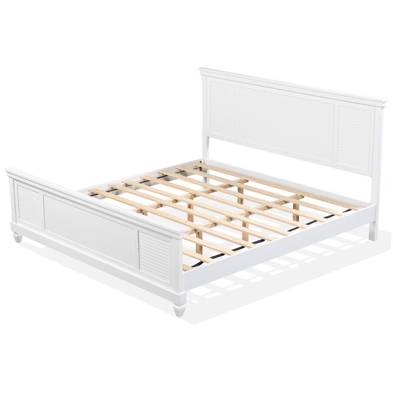Christopher Knight Home - Elsa Elegant White Solid Wood Platform Bed with Farmhouse Style