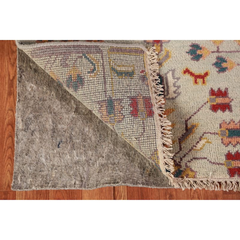 Hand Knotted Oriental 100% Wool Carpet Transitional All-Over Green Oushak Runner Rug - 7' 10'' X 2' 6''