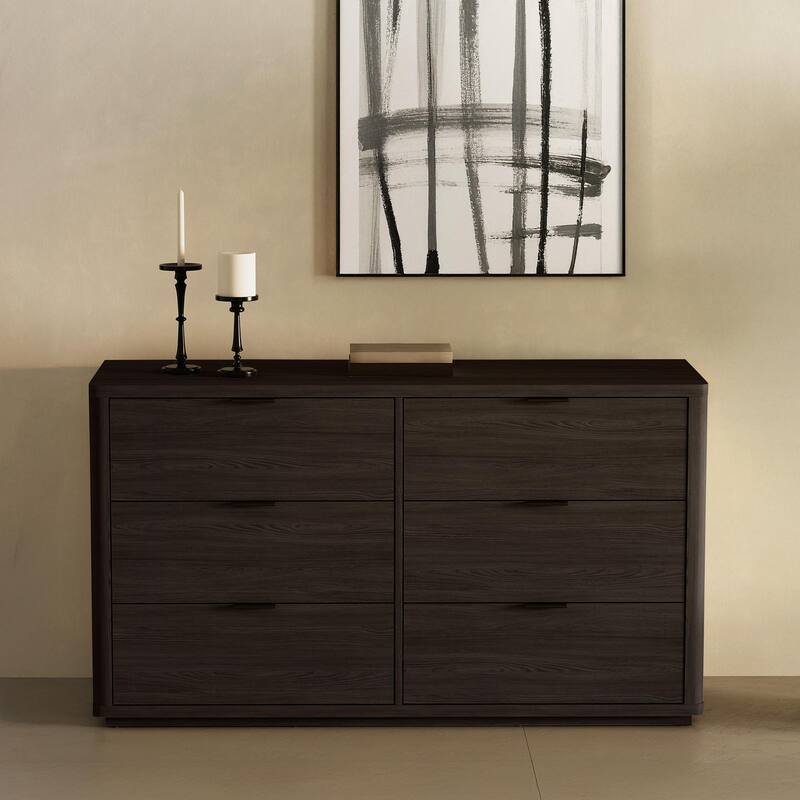 Manhattan Comfort Evalyn 60 Inch 6 Drawer Dresser - Brown