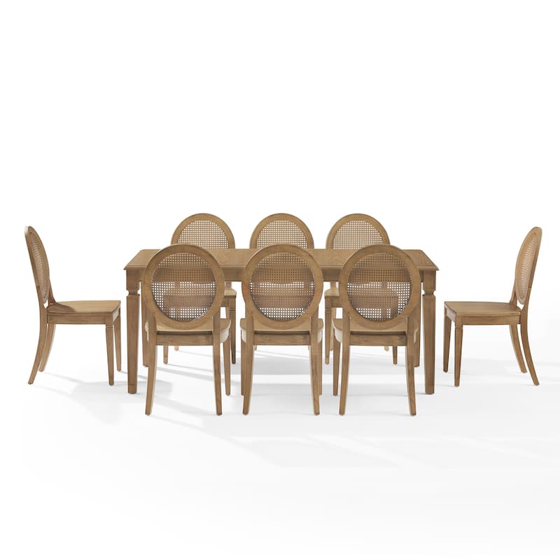 Crosley Katia 9-Piece Dining Table Set For 8 With Cane-Back Chairs