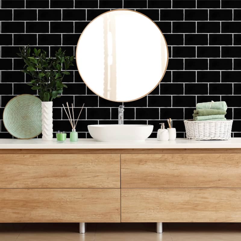 Merola Tile Castillo Black 3" x 6" Ceramic Wall Tile