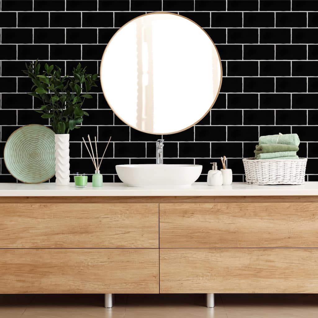 Merola Tile Castillo Black 3" x 6" Ceramic Wall Tile
