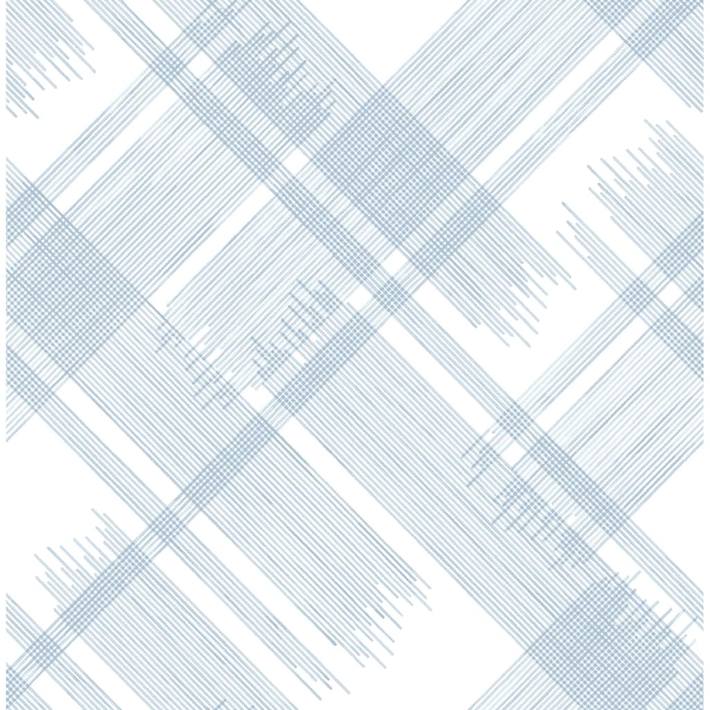 A-Street Prints Zag Blue Modern Plaid Wallpaper