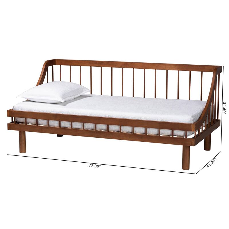 Helio Mid-Century Modern Walnut Brown Finished Wood Twin Daybed
