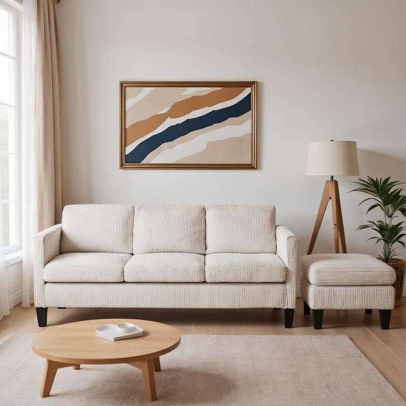 4 Seat Velvet L-Shaped Sofa with Chaise and Padded Corduroy Multi-functional Modern Sectional Couch - 88.18 in.L x 31.5 in.H