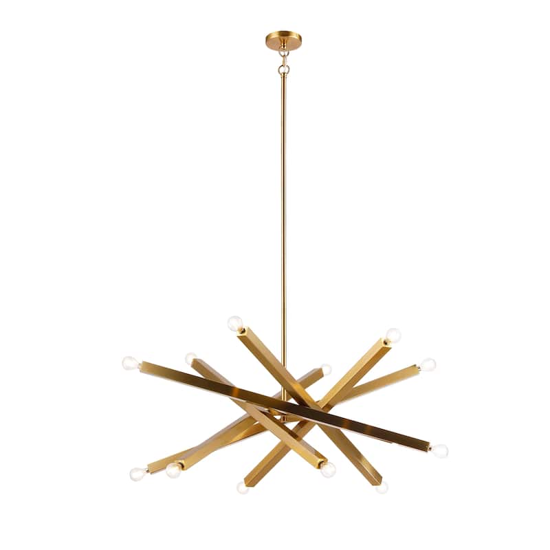 Sleek Viper Nordic Gold Sputnik 12 Light Modern Barre Chandelier