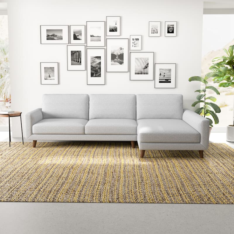 Bellisa Mid Century Modern Living Room Fabric Corner Sectional Couch - Right Facing - Light Grey