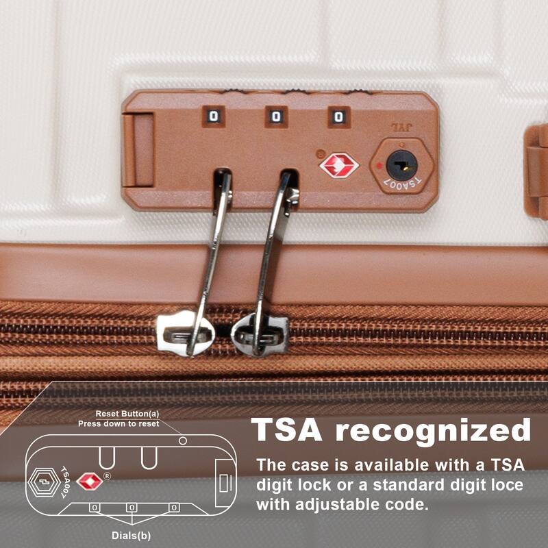 Durable ABS 3-Piece Luggage Set, Expandable Carry-On & Checked Suitcases with TSA Lock (20"-28")
