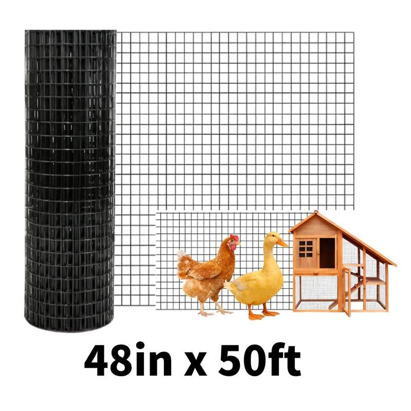 48in x 50ft 19 Gauge Galvanized Hardware Cloth, Garden Netting for Chicken Wire Fencing Roll, Black - 48in x 50ft - Black