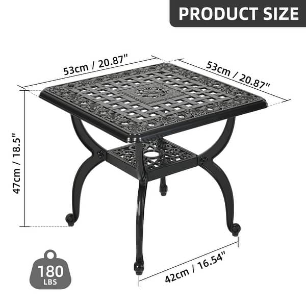 Moasis Outdoor Cast Aluminum Square Side Table,Patio End Table Bistro ...