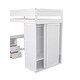 preview thumbnail 16 of 16, Elegant Wood Twin Size Loft Bed with Wardrobes and 2-Drawer Desk with Cabinet, Sturdy Construction & Safety Guaranteed, White