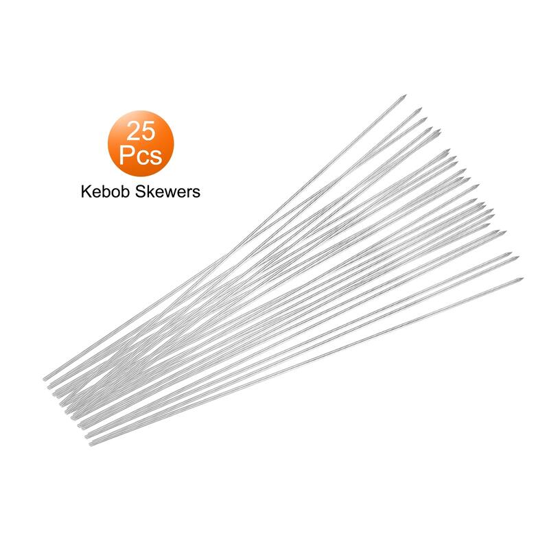 25pcs Kebob Skewers 38cm x 3mm Stainless Steel Round BBQ Grill Sticks - 38cm x 3mm