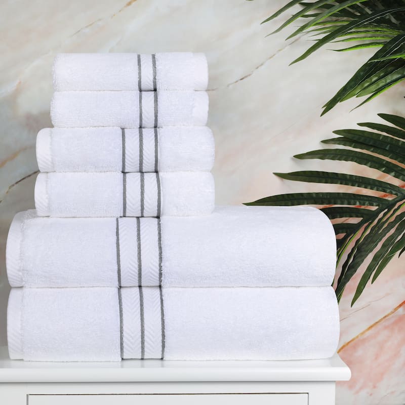 Turkish Cotton 6 Piece Absorbent Heavyweight Towel Set by Superior - Charcoal