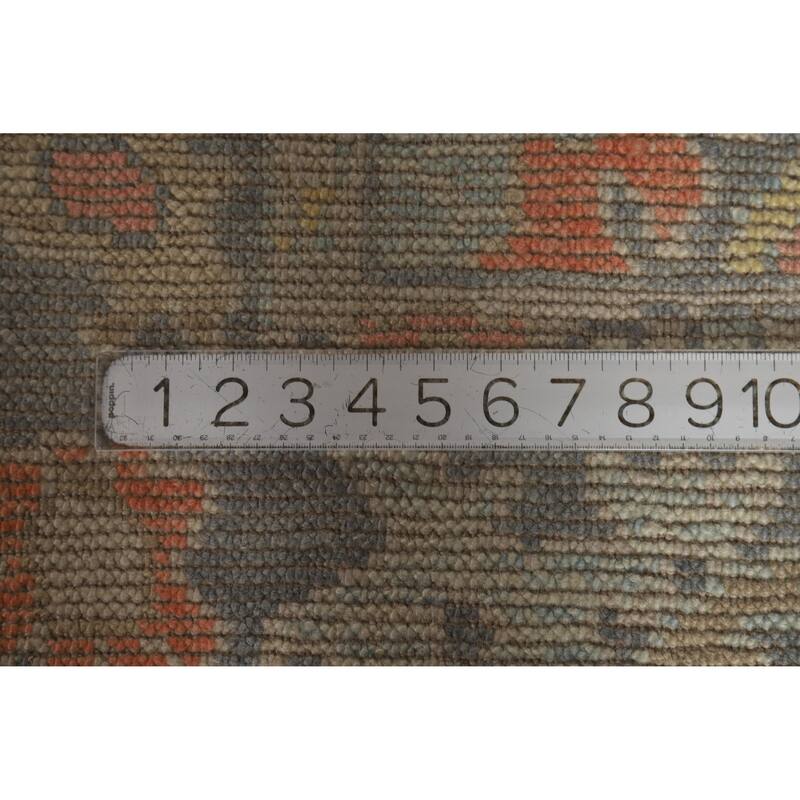 Hand Knotted Oriental 100% Wool Carpet Transitional Floral Navy Blue & Blues Oushak Runner Rug - 10' 9'' X 2' 11''