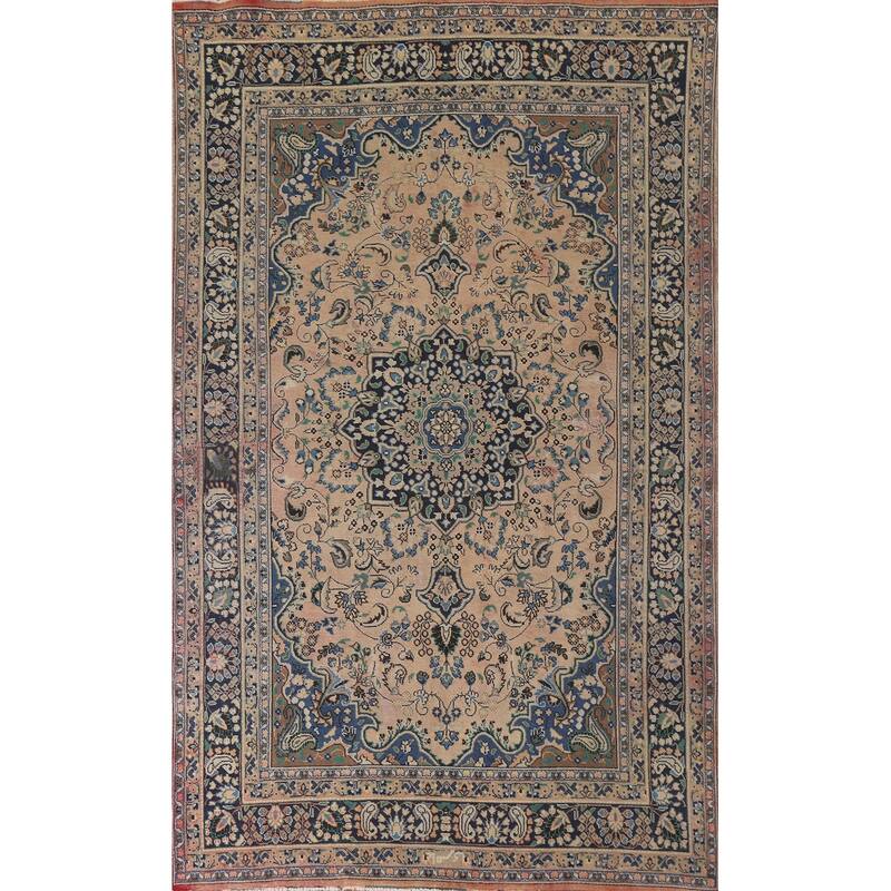 Hand Knotted Oriental 100% Wool Carpet Traditional Floral Peach Hamedan Area Rug - 9' 9'' X 5' 11''
