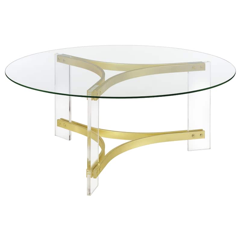 Janessa Round Glass Top Acrylic Leg Coffee Table Clear - Clear - Glass