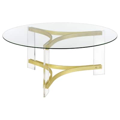 Janessa Round Glass Top Acrylic Leg Coffee Table Clear