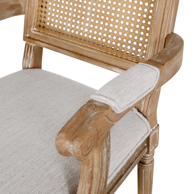 Maria Wood and Cane Upholstered Dining Chair by Christopher Knight Home - 23.75" L x 23.75" W x 39.75" H