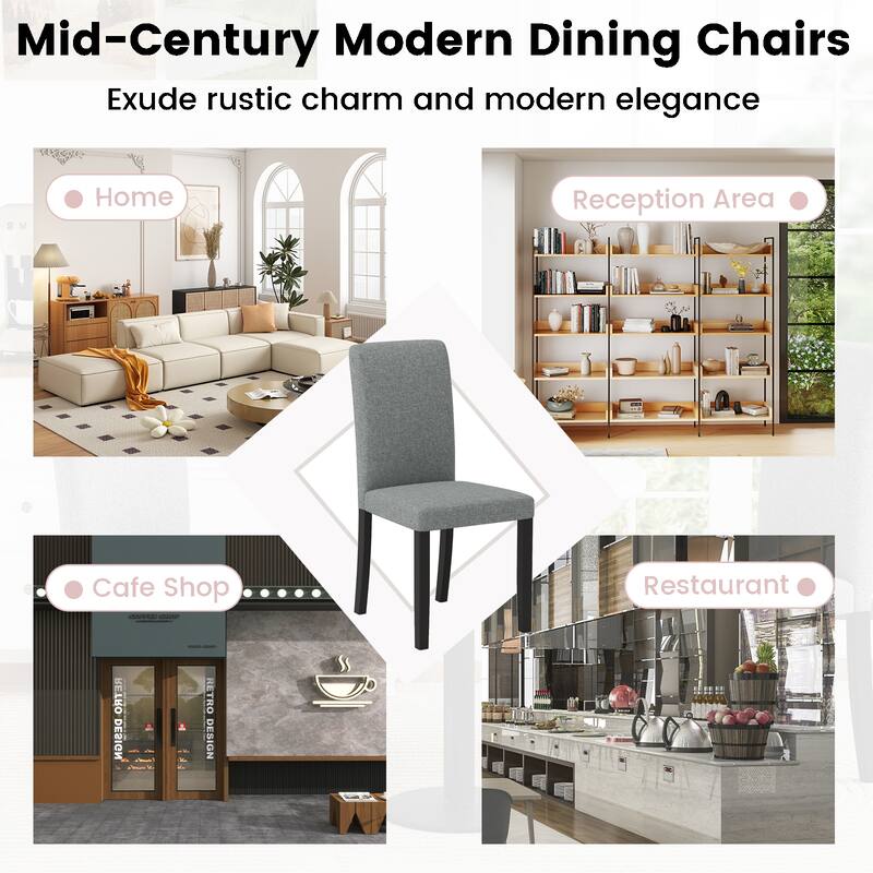 Gymax Dining Chair Set of 4 Mid-Century Modern Fabric Upholstered