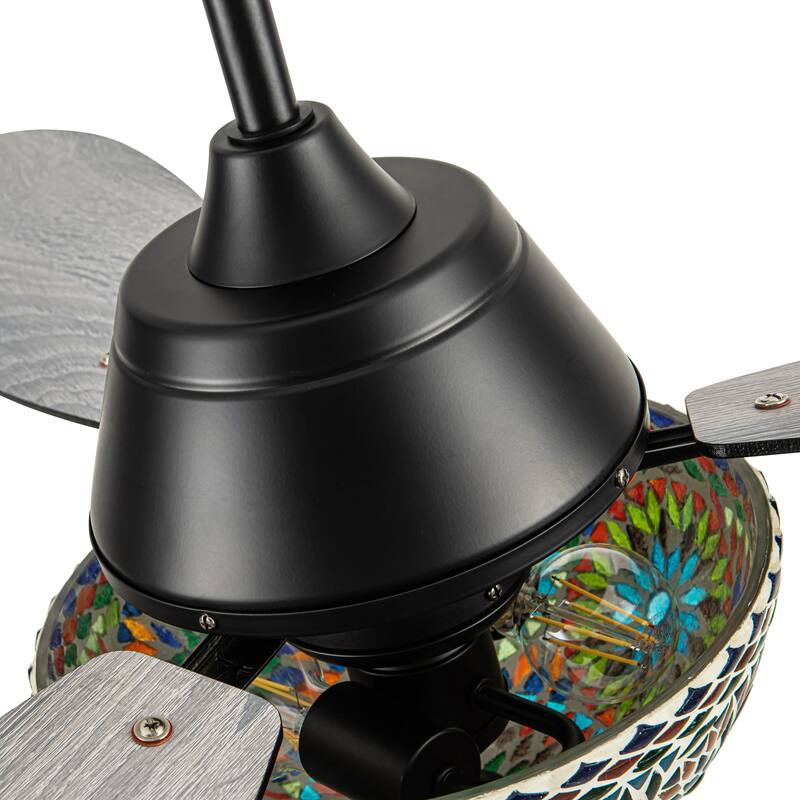 Costello River of Goods 3-blade 42-inch Modern Indoor Ceiling Fan with Mosaic Glass Shade and Remote Control