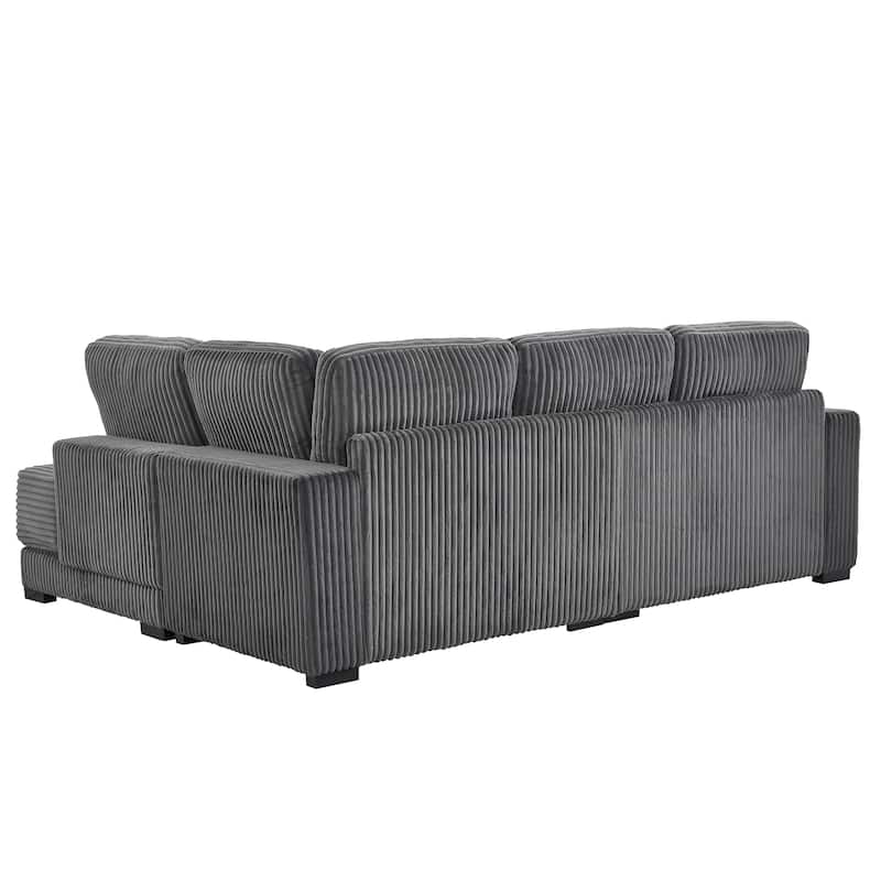 Anmytek 93 Inch Plush Soft Corduroy L Shaped Sectional Sofa with Reversible Chaise