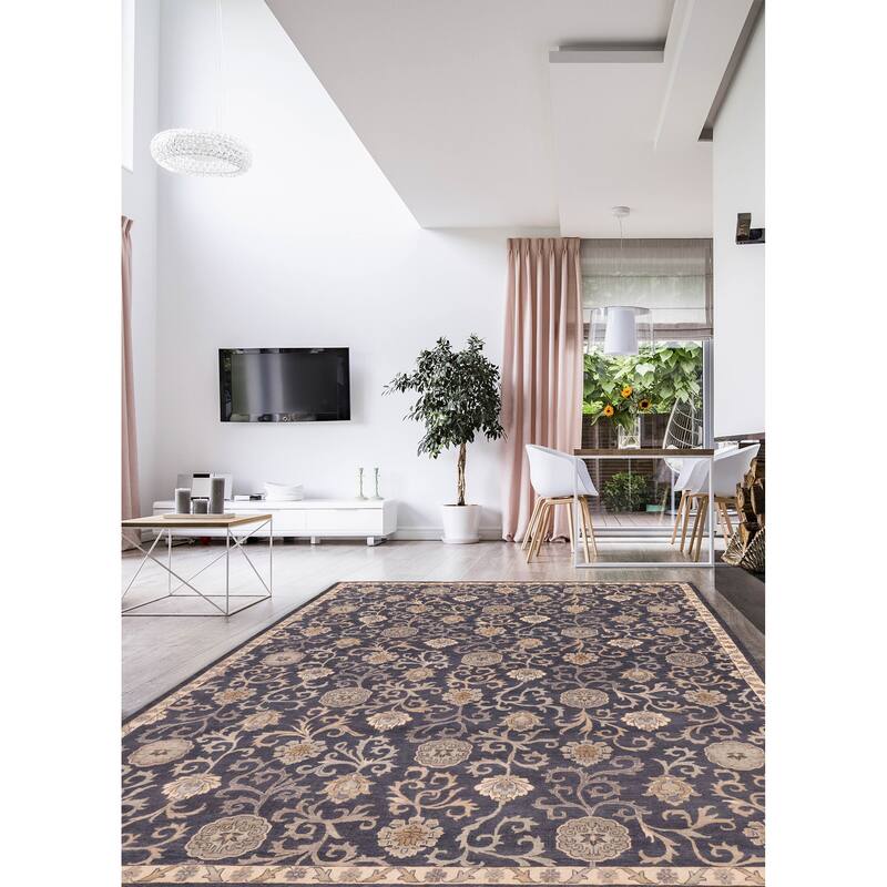 ECARPETGALLERY Hand-knotted Jamshidpour Dark Navy Wool Rug - 9'6 x 13'3