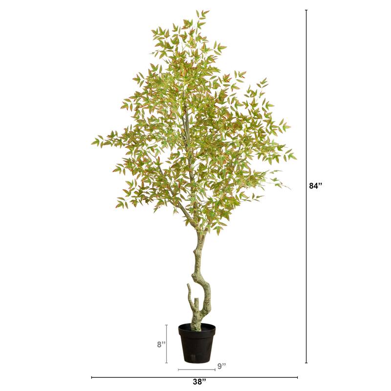7-ft Autumn Nandina Artificial Fall Tree - Green