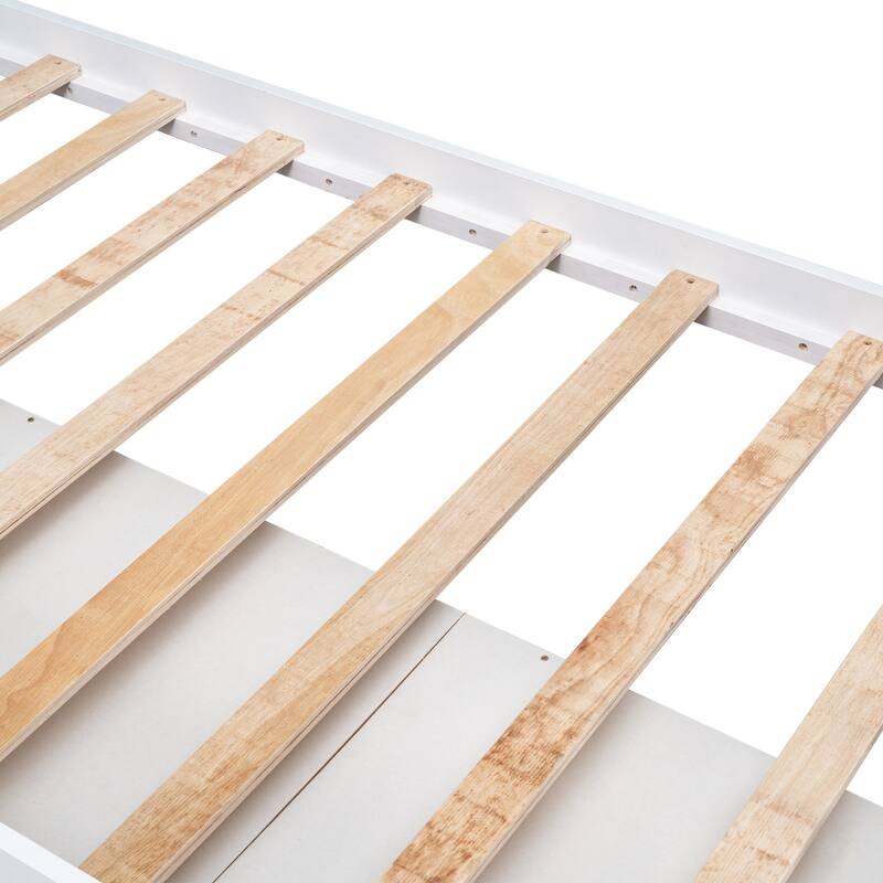 Wooden Twin Size Platform Bed with Headboard and Footboard, Solid Wood Platform Storage Bed Frame with 6 Drawers