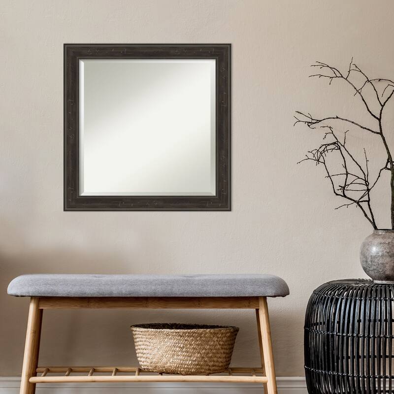 Beveled Wall Mirror - Shipwreck Black Narrow Frame
