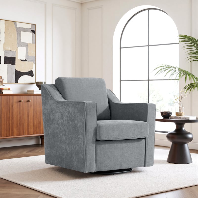 Modern 30.5" W Swivel Armchair Accent chair - CHENILLE GRAY