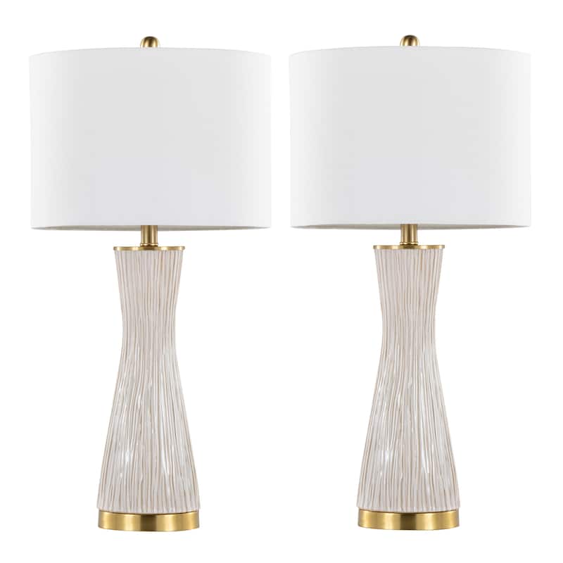 Gemma 28" Brush Ceramic Table Lamp - Set of 2 - White