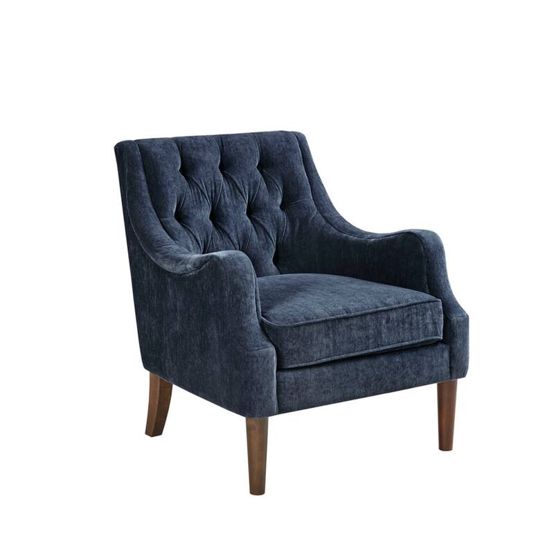 Roomfitters Button Tufted Accent Chair, Upholstered Armchair with Solid Wood Legs, Living Room Lounge Chair