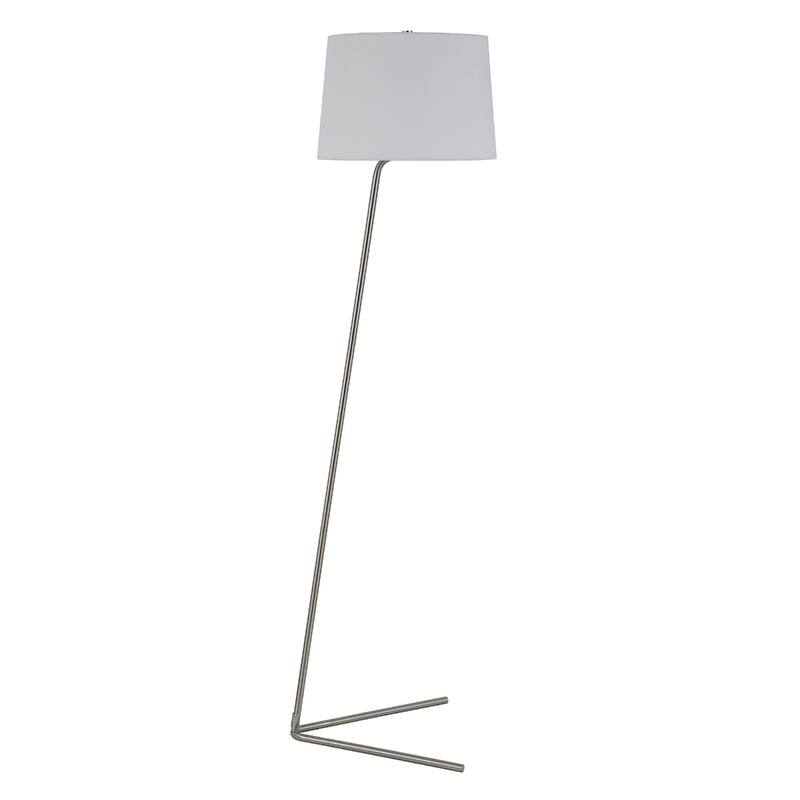60" Modern Steel Floor Lamp with White Drum Shade and Plug-In Linen Light for Living Room or Bedroom - 60" H x 19" W x 15" D - Nickel-White