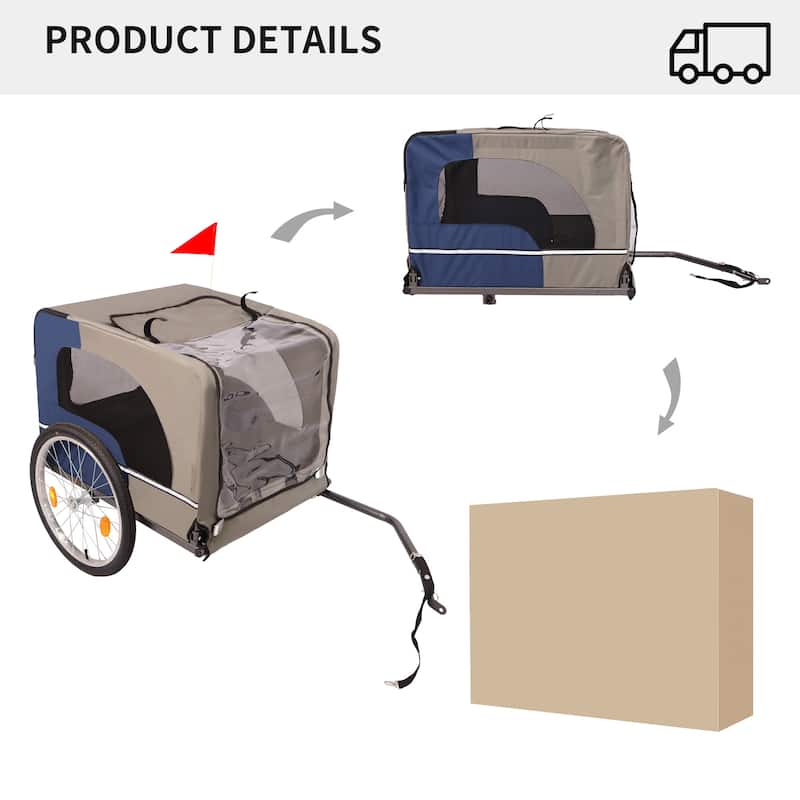 Heavy Duty Foldable Pet Bike Trailer - Dog & Cargo Carrier with 16-Inch All-Terrain Wheels and Universal Hitch