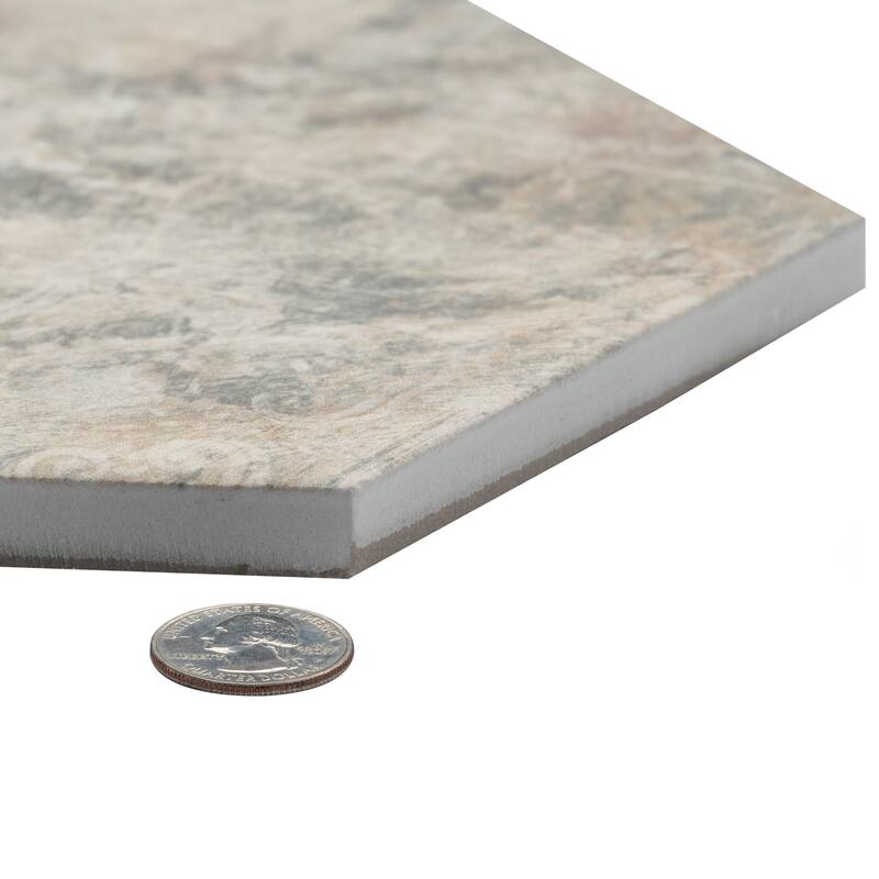 Merola Tile Tivoli Hex Tapestry 5-1/2" x 6-1/4" Porcelain Floor and Wall Tile
