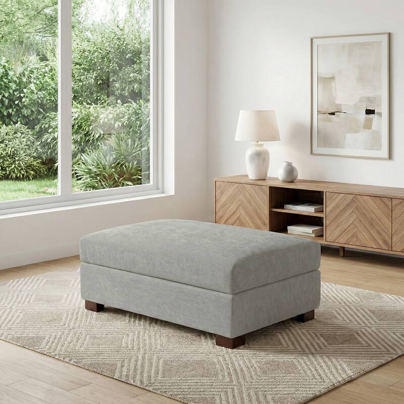 41" W Modern Rectangle Chenille Ottoman