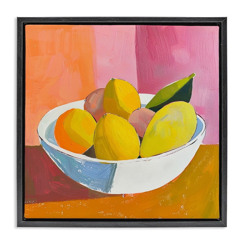 Stupell Bold Kitchen Citrus Fruits Framed Floater Canvas Wall Art Design By Walker Noble - 25 x 25 - Black