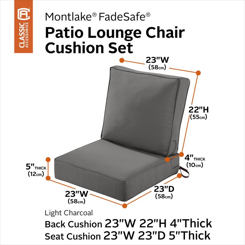 Classic Accessories Montlake FadeSafe Patio Lounge Chair Cushion Set