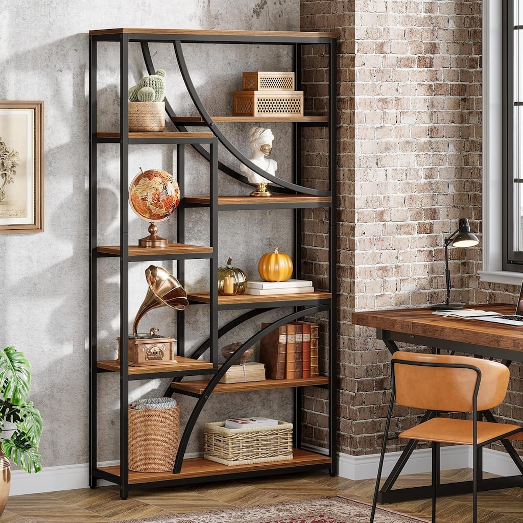 70.87'' Tall Bookshelf with Open Shelf, 9-Tier Industrial Etagere Bookcase