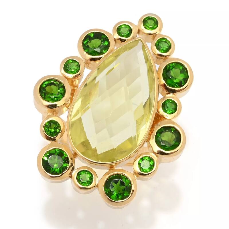 Yellow Gold Over Sterling Silver Ouro Verde, Chrome Diopside Ring