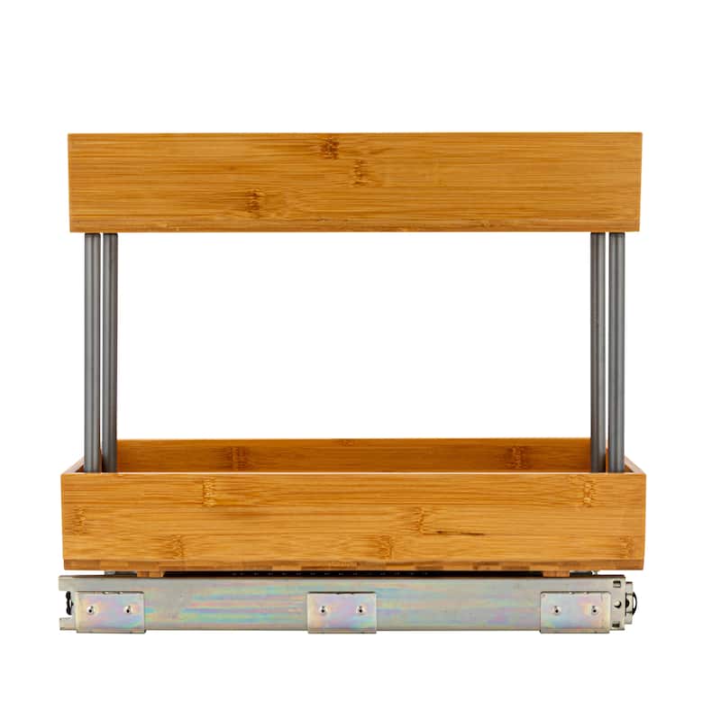 Household Essentials 2-Tier Bamboo Pull-Out/Slide-Out Storage Organizer - 18.0"L x 11.5"W x 15.5"H