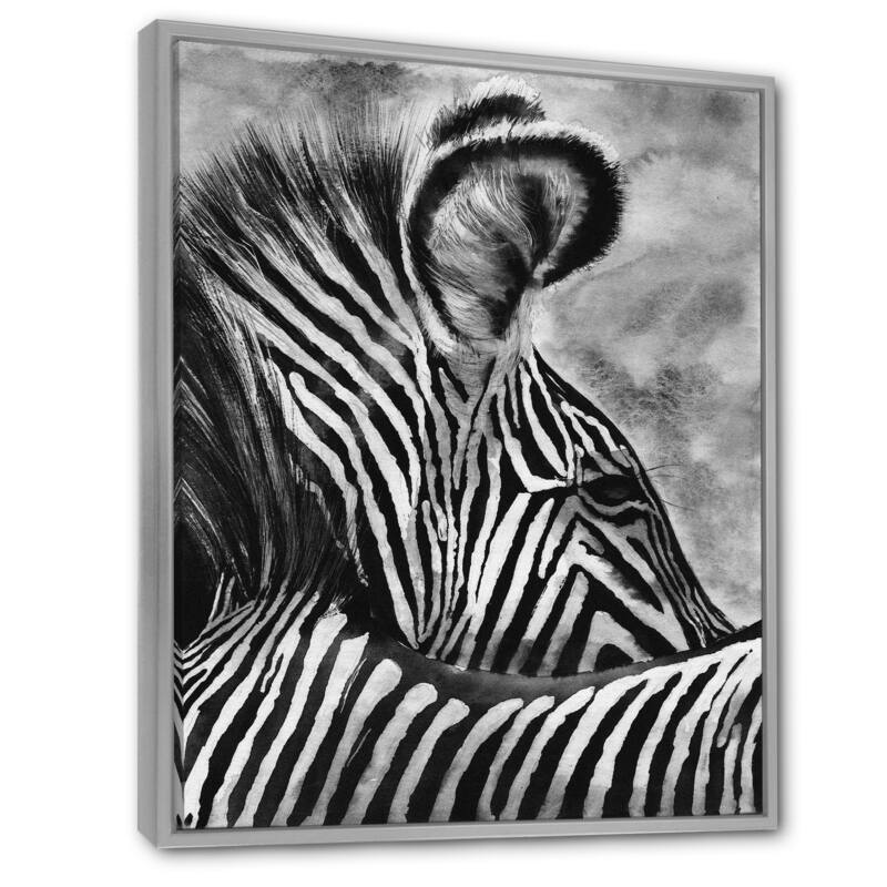 Designart "Zebra With Contrasting Black And White Stripes III