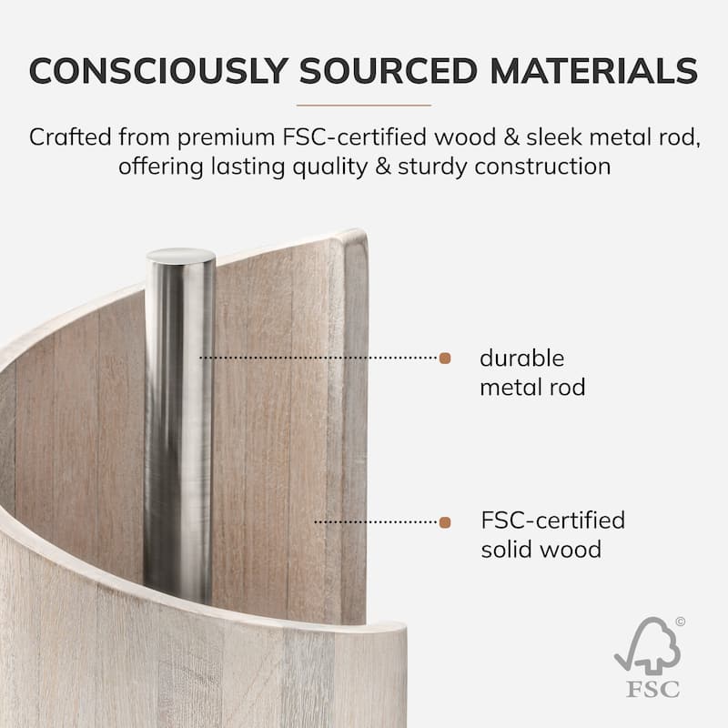 Jani Paper Towel Holder Countertop with Mango Wood Round Base and Iron Holder