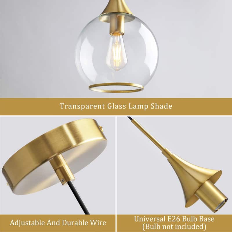 Modern Pendant Light Fixture Dimmable Kitchen Island Hanging Ceiling Lights with Glass Shade