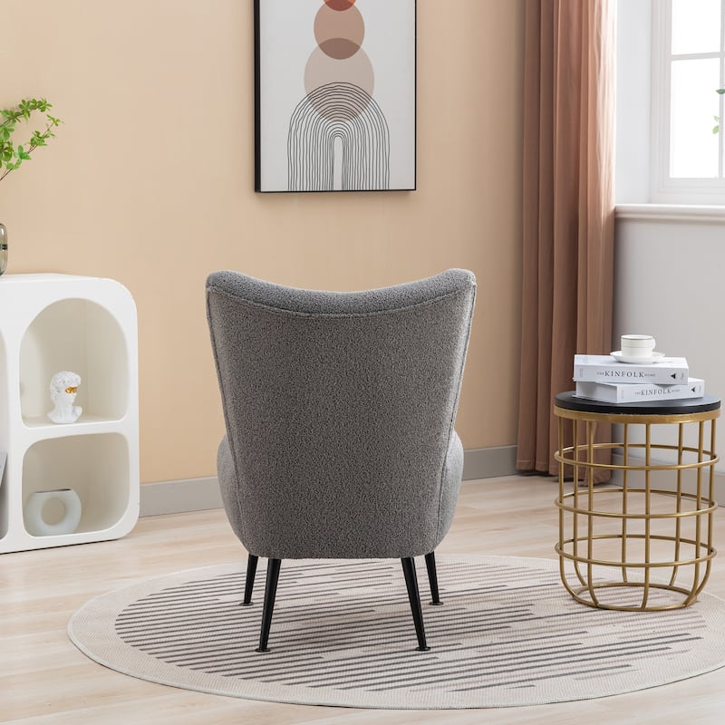 Armless Accent Chair With Rubber Wooden Legs Modern Upholstered Corner Side Chair For Living Room