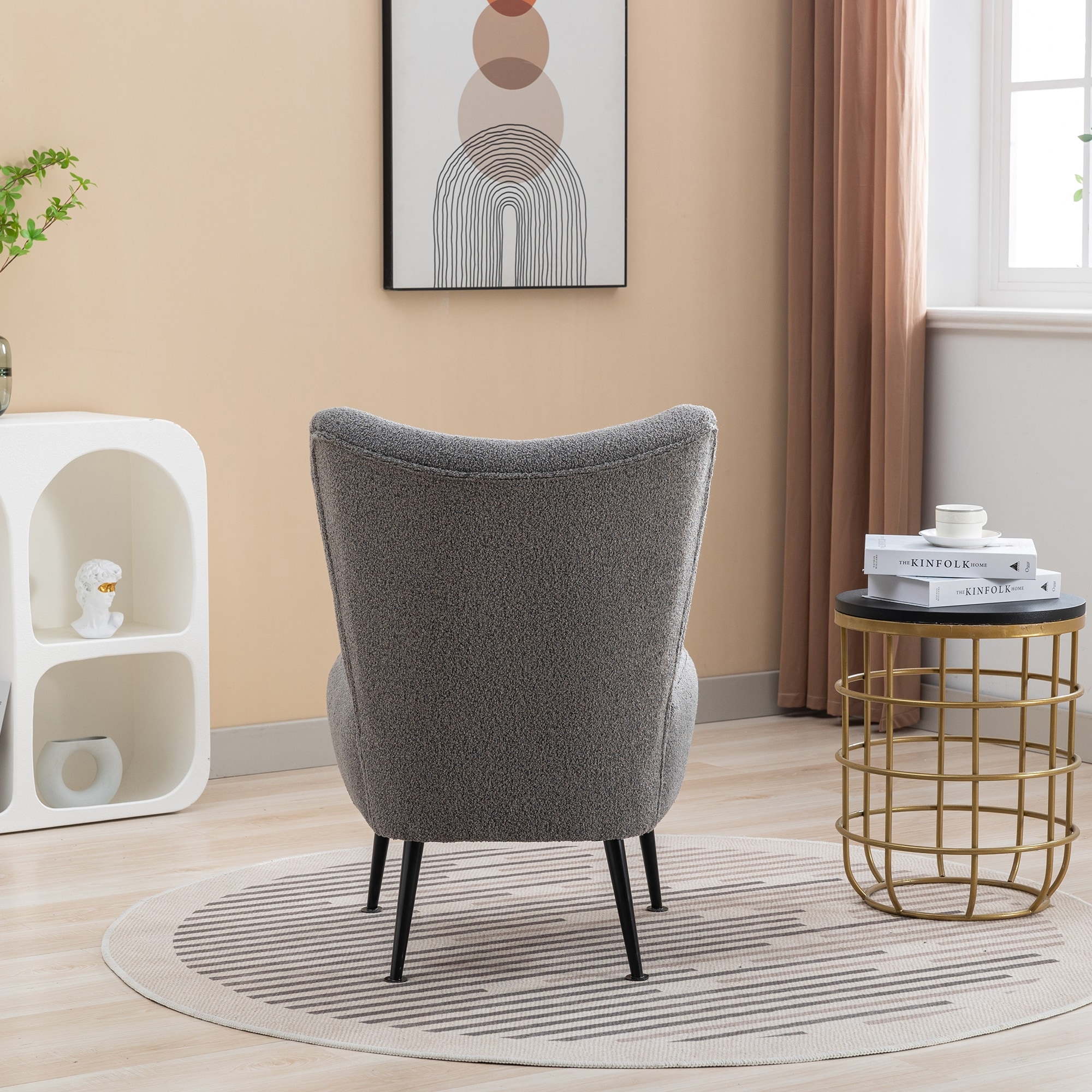 Cozy Curved Wingback Armchair, Corner Side Chair for Bedroom
