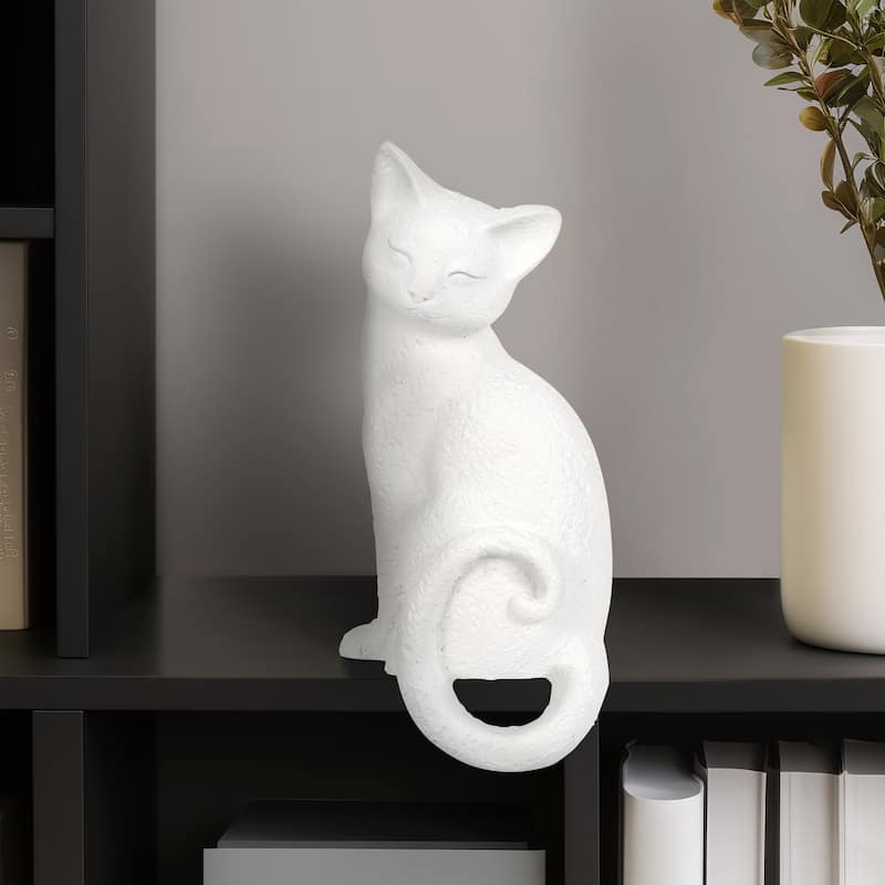 Sagebrook Home Kitty Figurines, White, Perfect for Decor - 4" x 3" x 8.25"