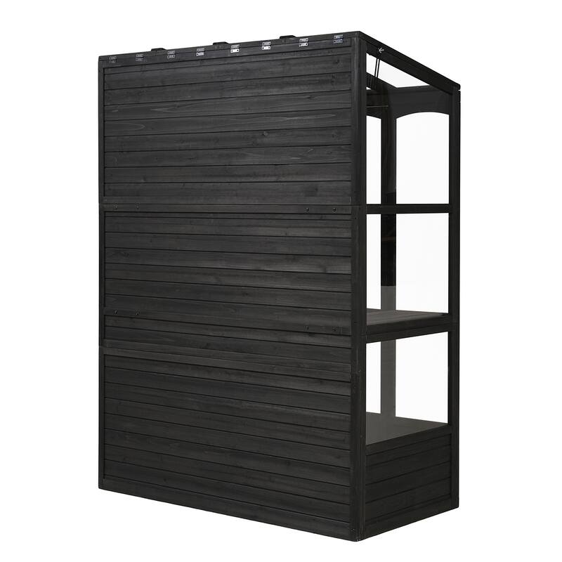 Roomfitters 78" Wooden Walk-In Greenhouse with 4 Skylights and 2 Folding Shelves