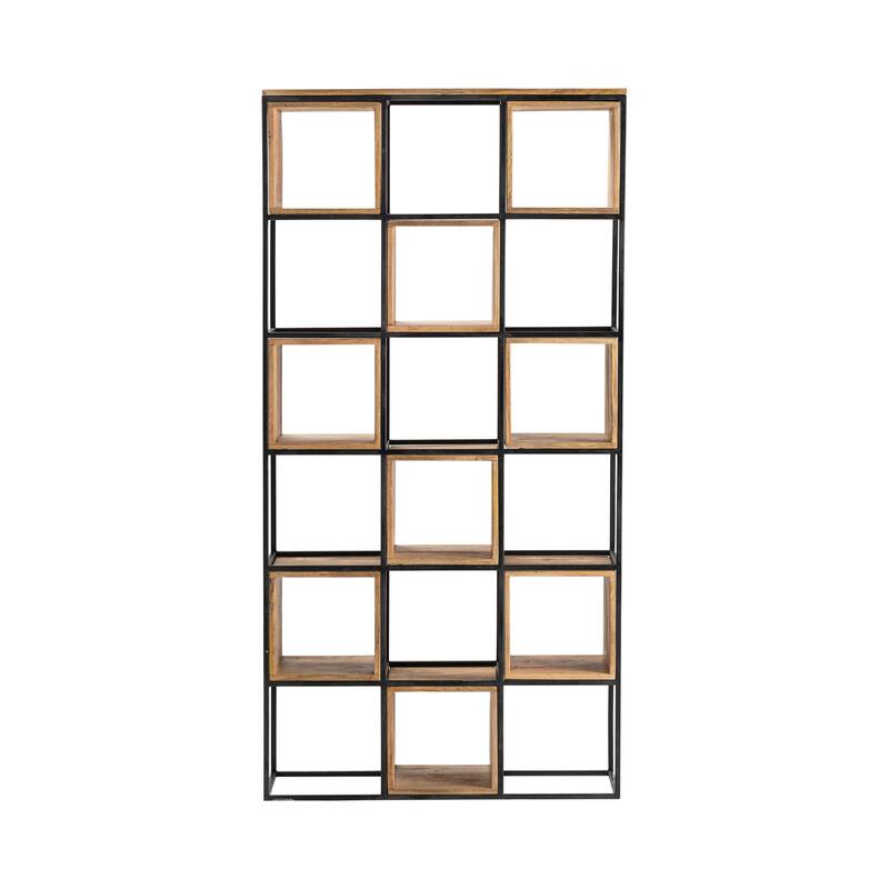 77 in. Brown Solid Wood 6 Shelf Etagere